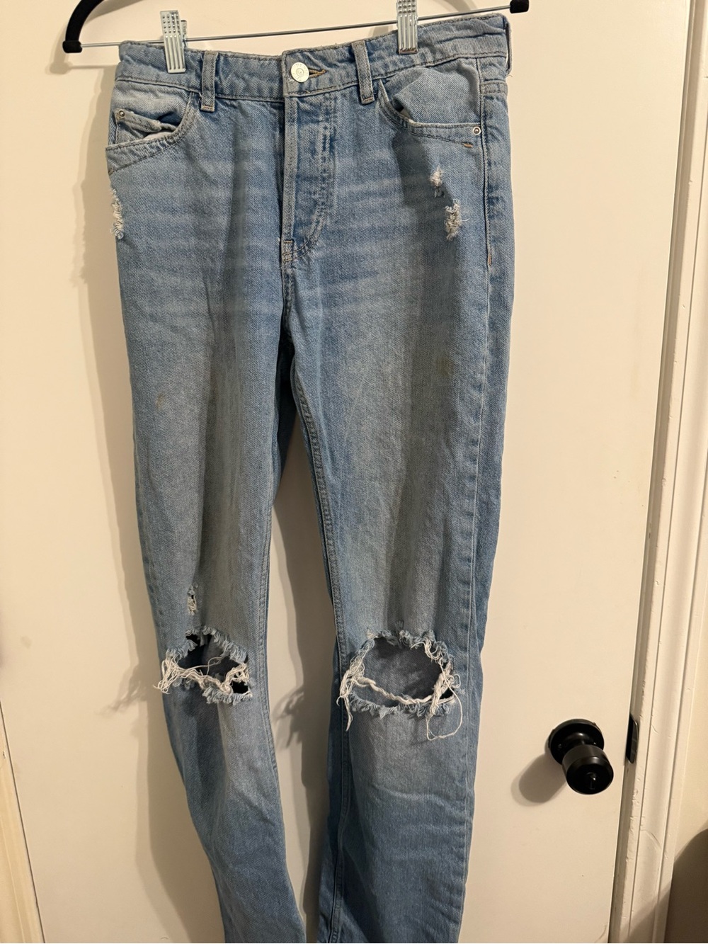Zara Light Blue Distressed Ripped Knee Jeans